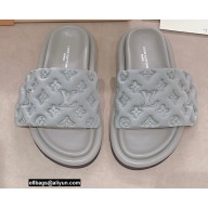 Louis Vuitton Pool Pillow Comfort Mules Monogram-embossed Technical Textile Gray 2022