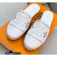 Louis Vuitton Perforated Calf Leather Starboard Flat Espadrilles Slippers White 2022