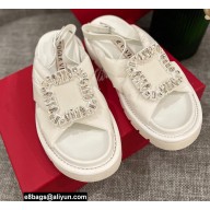 Roger Vivier Viv' Winter Puffy Strass Buckle Sandals White 2022