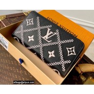 Louis Vuitton Monogram Empreinte Leather Zippy Wallet Embroidered Black