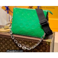 Louis Vuitton Monogram-embossed Lambskin Coussin PM Bag Patent Green