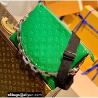 Louis Vuitton Monogram-embossed Lambskin Coussin MM Bag Patent Green