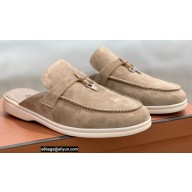 Loro Piana Suede Calfskin Babouche Charms Walk Loafers Camel