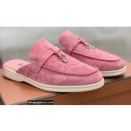 Loro Piana Suede Calfskin Babouche Charms Walk Loafers Pink