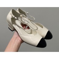 Chanel Heel 3cm Open Shoes G38571 Patent White/Black 2022