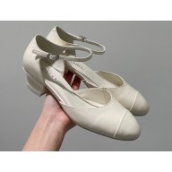 Chanel Heel 3cm Open Shoes G38571 Patent White 2022