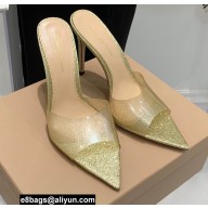 Gianvito Rossi Heel 10.5cm TPU Plexi ELLE Mules PVC Glitter Gold 2022