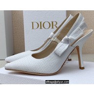 Dior Heel 9.5cm J'Adior Slingback Pumps in Cotton Embroidery White 2022