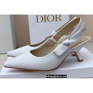 Dior Heel 6.5cm J'Adior Slingback Pumps in Cotton Embroidery White 2022