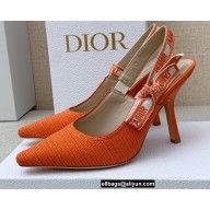 Dior Heel 9.5cm J'Adior Slingback Pumps in Cotton Embroidery Orange 2022