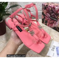 Dolce & Gabbana Nappa leather DG thong sandals Pink with Ankle Strap 2022