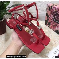 Dolce & Gabbana Nappa leather DG thong sandals Red with Ankle Strap 2022