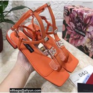 Dolce & Gabbana Nappa leather DG thong sandals Orange with Ankle Strap 2022