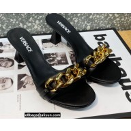 Versace Heel 7cm Chain Mid-Heel Leather Mules Black 2022