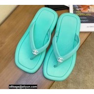 Chanel CC Logo Thong Sandals Mules Light Green 2022