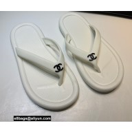 Chanel CC Logo Thong Sandals Mules White 2022