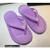 Chanel CC Logo Thong Sandals Mules Lilac 2022