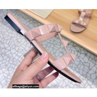 Valentino Roman Stud Flat Slide Sandals With Enameled Studs Nude 2022