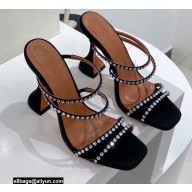 Amina Muaddi Heel 9.5cm Crystals Naima Sandals Satin Black 2022