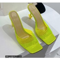 Mach & Mach Star Heel 8.5cm Crystal Embellished Mules PVC Light Green 2022