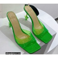 Mach & Mach Star Heel 8.5cm Crystal Embellished Mules PVC Green 2022