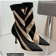 Jimmy Choo Heel 9cm JIMMY CHOO/MUGLER Sheer Spiral Stretch Fabric Sock Ankle Boots 06 2022