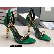 Tom Ford Heel 10.5cm Leather Chain Ankle Strap Sandals Green 2022