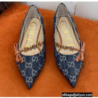 Gucci Ballet Flats with 'GUCCI' 674772 GG Denim Blue 2022