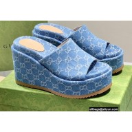 Gucci Heel Platform Slide Sandals 674761 GG Light Blue 2022