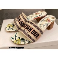 Dior Heel 4.5cm Embroidered Cotton Dway Slides 02 2022