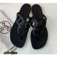 Hermes Egerie Chaine D'ancre TPU Flip Flops Thongs Sandals Black 2022