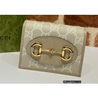 Gucci 1955 Horsebit Card Case Wallet 621887 GG Canvas Oatmeal