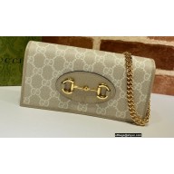 Gucci 1955 Horsebit Wallet with Chain Bag 621892 GG Canvas Oatmeal
