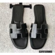 Hermes Oran Flat Sandals in Swift Box Calfskin 66