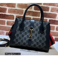 Gucci Jackie 1961 Medium Tote Bag 685129 GG Denim Black