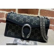 Gucci Dionysus Small Shoulder Bag 499623 Washed GG Denim Black