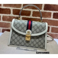 Gucci Ophidia Small Top Handle Bag with Web 651055 GG Canvas White