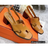 Hermes Heel 6cm Elbe Sandals Brown 2022