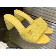 Chanel Heel 5cm CC Logo Lambskin Mules G38820 Yellow 2022