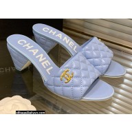 Chanel Heel 5cm CC Logo Lambskin Mules G38820 Light Blue 2022