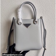 Prada Small brushed leather tote Bag 1BA331 Light Gray 2022