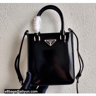 Prada Small brushed leather tote Bag 1BA331 Black 2022