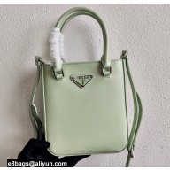 Prada Small brushed leather tote Bag 1BA331 Light Green 2022