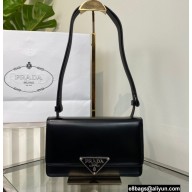 Prada Emblème brushed leather shoulder Bag 1BD321 Black 2022