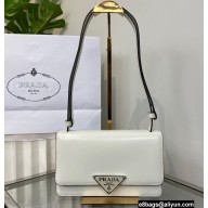 Prada Emblème brushed leather shoulder Bag 1BD321 White 2022