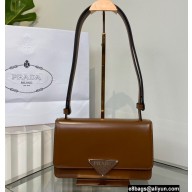 Prada Emblème brushed leather shoulder Bag 1BD321 Brown 2022