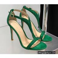 Gianvito Rossi Heel 10.5cm Eiko Stiletto Leather Sandals Crystals Green 2022
