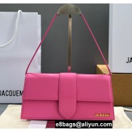 Jacquemus Leather Le Bambino Long Envelope Shoulder Bag Fuchsia
