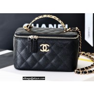 Chanel Vanity Case Bag with Chain Handle AP2805 in Original Quality Grained Calfskin Black 2022