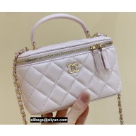 Chanel Vanity Case Bag with Chain Top Handle AP2199 in Original Quality Lambskin Cherry Pink 2022